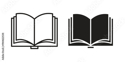 open book icons vector silhouette set. thin line icon pack.
