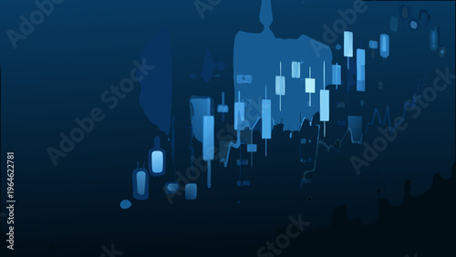 Abstract financial chart with blue tones and rising graph elements
