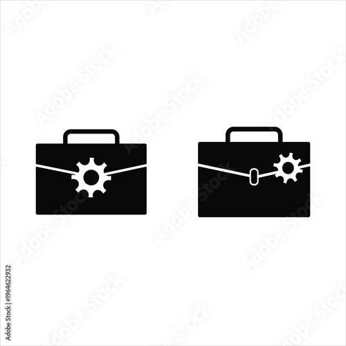 Black Briefcase with Gear Icon - Concept of Business Management, Professional Services, and Technical Support.