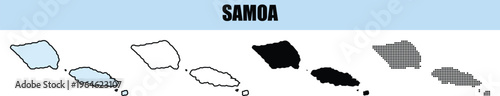 Samoa Islands Map Outline Variations Different Styles Vector Graphics Isolated on White