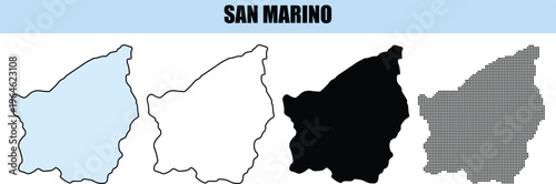San Marino Country Outline Map VariationsSilhouette Pixelated Geographic Shape