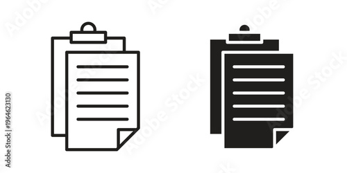 Paste icons vector silhouette set. thin line icon pack.