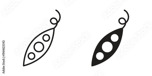 Peapod icons vector silhouette set. thin line icon pack.