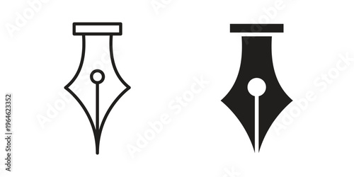 Pen nib icons vector silhouette set. thin line icon pack.