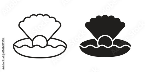 Pearl icons vector silhouette set. thin line icon pack.