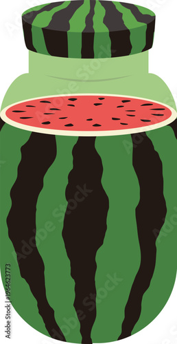 Watermelon juice jar with striped lid