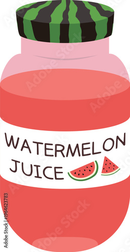 Watermelon juice bottle with label
