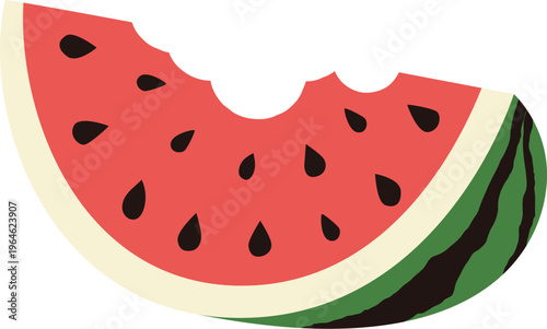 Another watermelon slice with a bite mark