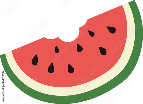 Watermelon slice with a bite mark