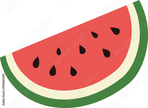 Fresh red watermelon slice with black seeds