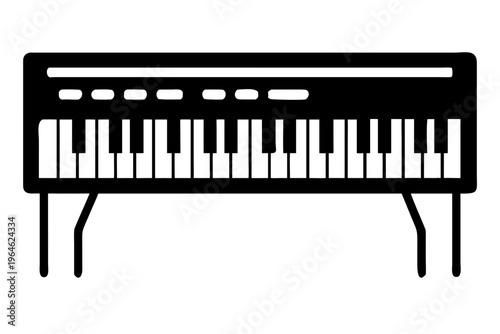 digital piano silhouette illustration for music instrument performance and electronic keyboard design