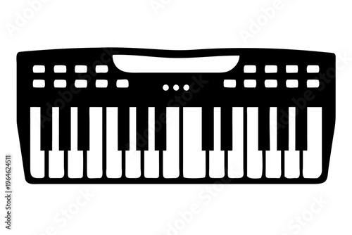 electric piano silhouette illustration for music instrument performance and electronic keyboard design