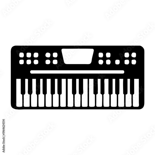 digital piano icon silhouette illustration for music instrument performance and electronic keyboard design