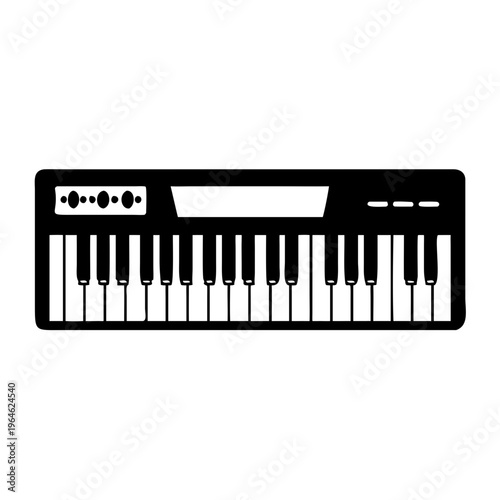 electric piano icon silhouette illustration for music instrument performance and electronic keyboard design