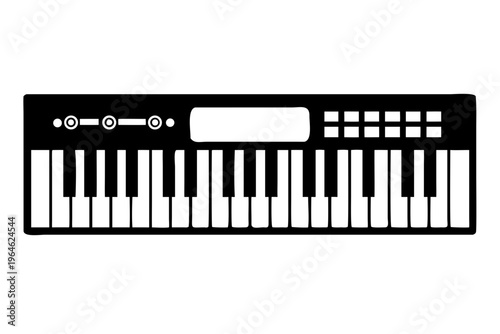 electric piano silhouette illustration for music instrument performance and electronic keyboard design