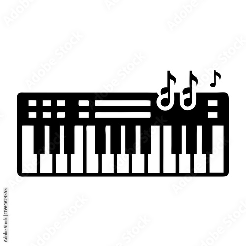 keyboard icon silhouette illustration for music instrument electronic piano and performance design