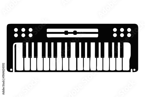 digital piano silhouette illustration for music instrument performance and electronic keyboard design