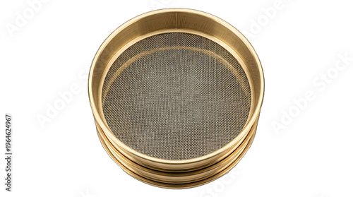 Soil sample test sieve stack agricultural tool isolated on white background