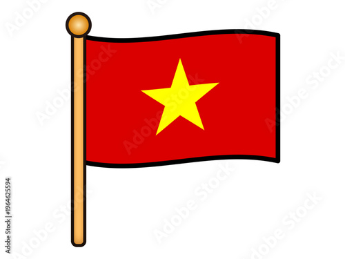 	なびくベトナムの国旗のイラスト素材2