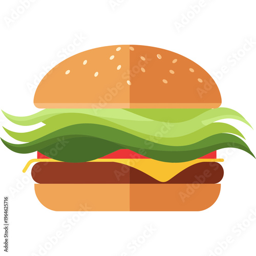 A juicy hamburger with lettuce cheese and tomato is served on a plate.