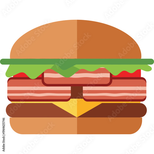 A juicy burger with bacon lettuce and tomato on a sesame seed bun