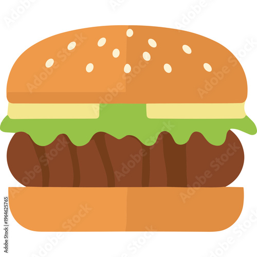 A delicious burger with lettuce and cheese on a sesame seed bun