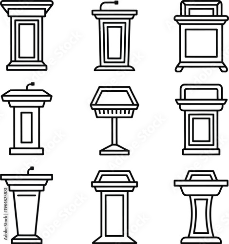 A podium icon set for presentations and public speaking events