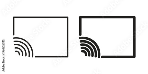 Screencast icons vector silhouette set. thin line icon pack.