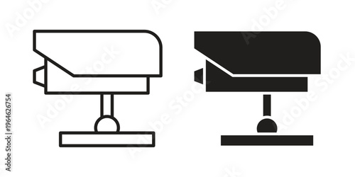 Security camera icons vector silhouette set. thin line icon pack.