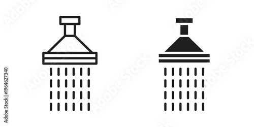 Shower down icons vector silhouette set. thin line icon pack.