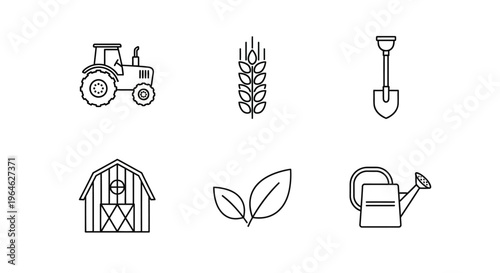 Agriculture and Farming Line Icons Set for Modern Digital Design.