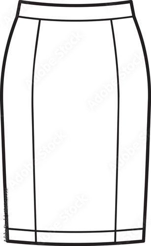 Simple line drawing of a classic pencil skirt isolated on a white background