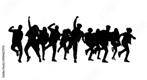 Group of people dancing together in a celebratory manner