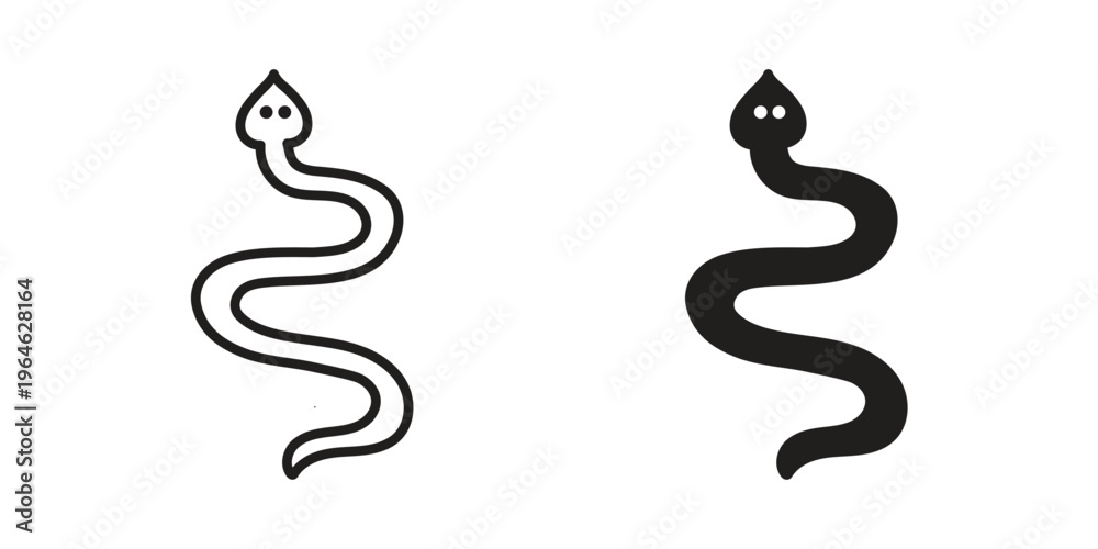 Obraz premium Snake icons vector silhouette set. thin line icon pack.