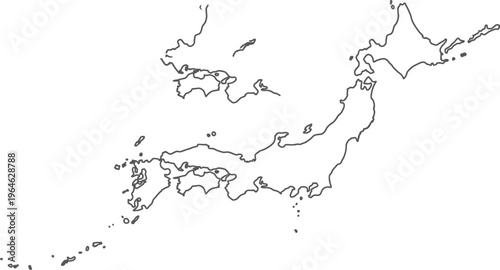 Vector illustration of a map of east asia and its surrounding areas