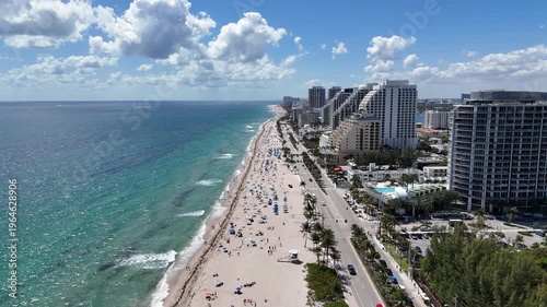 Beautiful, sunny Spring beach day at Fort Lauderdale Beach in Broward County, Florida.