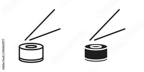 Sushi icons vector silhouette set. thin line icon pack.