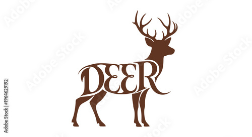 Creative Deer Silhouette with Stylized Text Art on White Background.
