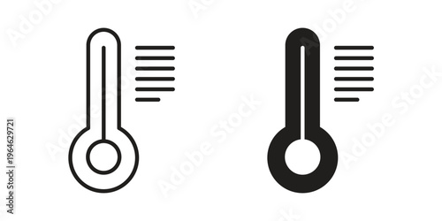 Temperature icons vector silhouette set. thin line icon pack.