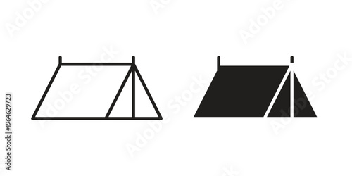 Tent icons vector silhouette set. thin line icon pack.