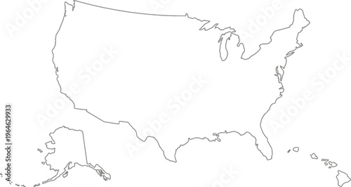 Vector graphic illustration of the United States of America map
