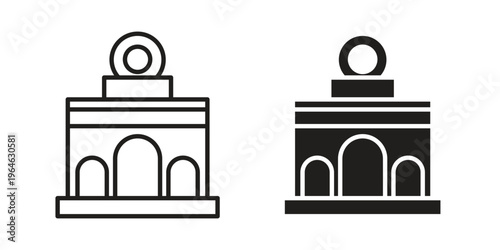 Train station building icons vector silhouette set. thin line icon pack.