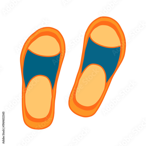 Vector illustration of blue and orange beach flip flops Основные RGB