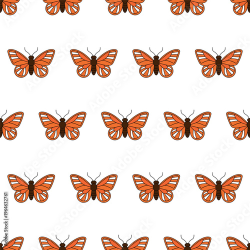 Butterflies in a repeat pattern on a simple background with no clutter or distractions showing symmetry in design