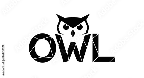 Stylized black owl logo with geometric text on a white background.
