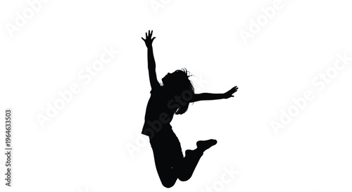 Dynamic vector illustration of a joyful young person leaping high with arms outstretched in a celebratory pose.