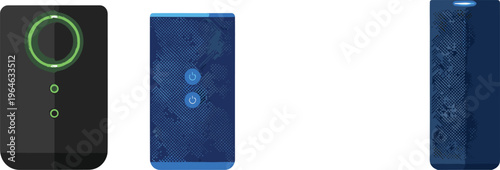 Set of modern smart home control panels and touch devices isolated on white background technology vector illustration collection