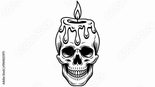 A darkly artistic rendering of a skull shaped candle melting ominously