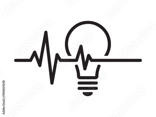 Light bulb integrated with heartbeat line symbolizing innovation and life