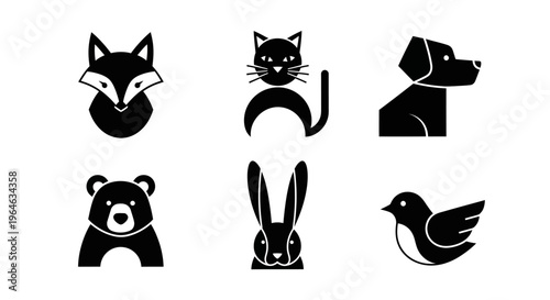 Minimalist Black and White Animal Silhouettes Collection.